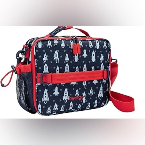 New Bentgo Kids Bundle Insulated Lunch Box Bag Crossbody Ice Packs Rockets - Picture 5 of 8